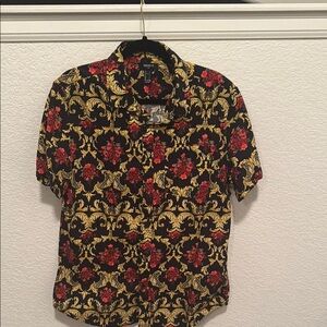 Men's Black and Gold Floral Shirt